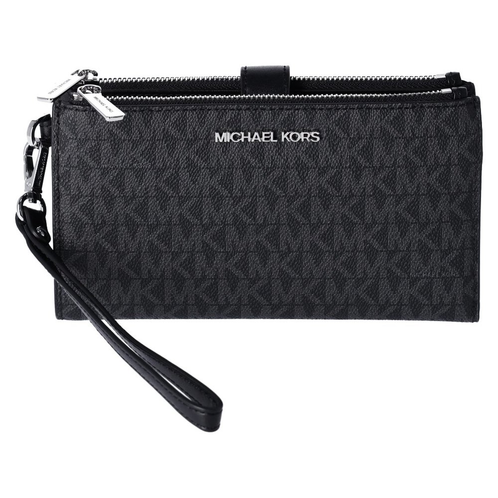 Michael kors double zip wristlet black signature